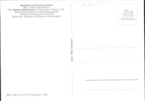 Schoenwald Schwarzwald Escheck
Gasthaus Loewen / Schoenwald im Schwarzwald /Schwarzwald-Baar-Kreis LKR