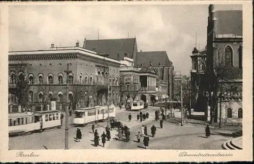 Breslau Niederschlesien Schwidnitzerstrasse Strassenbahn  / Wroclaw /