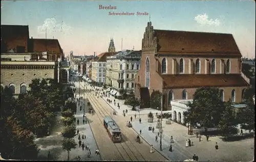 Breslau Niederschlesien Schweidnitzerstrasse Strassenbahn  / Wroclaw /