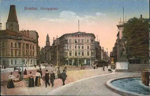 Breslau Niederschlesien Koenigsplatz Brunnen  / Wroclaw /