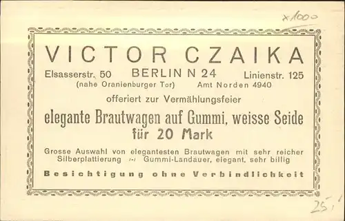 Berlin elegante Brautwagen Victor Czaika / Berlin /Berlin Stadtkreis