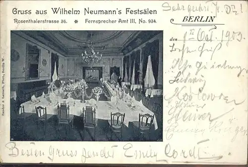 Berlin Wilhelm Neumann's Festsaele / Berlin /Berlin Stadtkreis