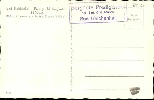 Bad Reichenhall Berghotel Predigtstuhl Blick v. Terrasse Stadt Staufen / Bad Reichenhall /Berchtesgadener Land LKR