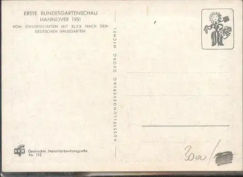 Hannover Erste Bundesgartenschau 1951 Staudengarten Deutscher Hausgarten / Hannover /Region Hannover LKR