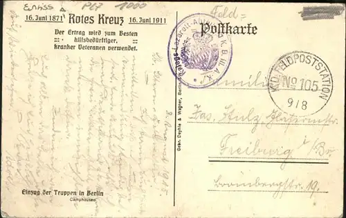 Berlin Einzug der Truppen Berlin Feldpostkarte / Berlin /Berlin Stadtkreis