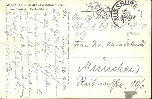 Augsburg Finsteren Stube Perlachberg Feldpost / Augsburg /Augsburg LKR