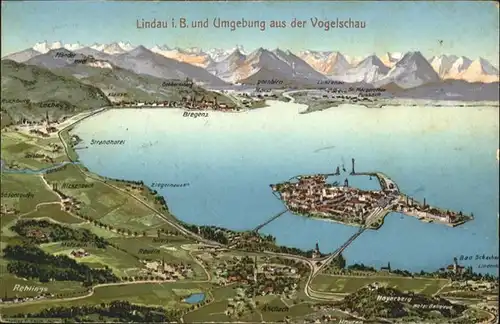 Lindau Bodensee Vogelschau Bodensee Bregenz Feldpost / Lindau (Bodensee) /Lindau LKR