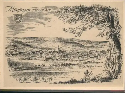 Muensingen Schwaebische Alb [Zeichnung Ludwig Schaefer-Grohe] / Muensingen /Reutlingen LKR