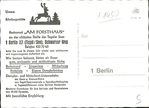 Berlin Restaurant Am Forsthaus Reh / Berlin /Berlin Stadtkreis