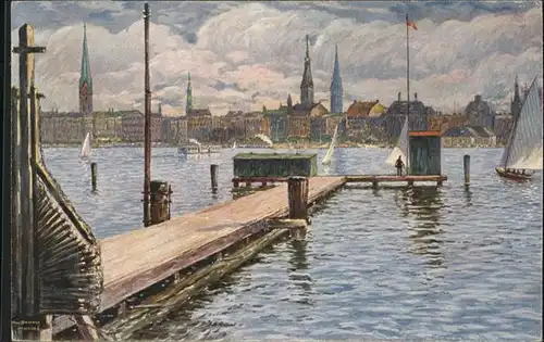 Hamburg Binnenalster Kuenstler Max Ullmann / Hamburg /Hamburg Stadtkreis