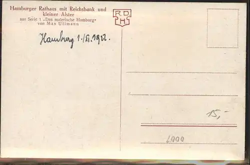 Hamburg Rathaus Reichsbank Kuenstler Max Ullmann / Hamburg /Hamburg Stadtkreis