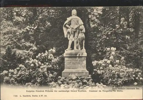 Berlin Denkmal im Tiergarten Kurprinz Friedrich Wilhelm  / Berlin /Berlin Stadtkreis