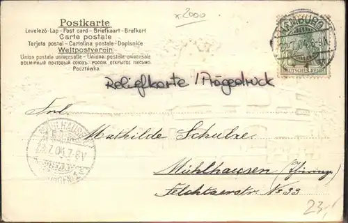 Hamburg St Pauli Faehrhaus Praegedruck Reliefkarte / Hamburg /Hamburg Stadtkreis