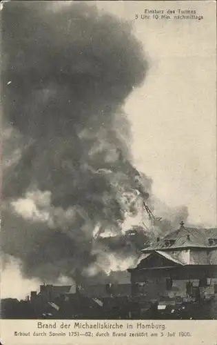 Hamburg Brand der Michaeliskirche 1906 / Hamburg /Hamburg Stadtkreis