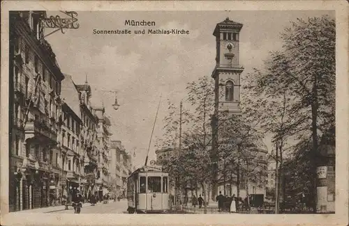 Muenchen Sonnenstrasse Mathias Kirche Strassenbahn  / Muenchen /Muenchen LKR