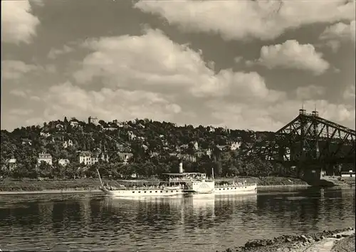 Dresden Loschwitzhoehe Dampfer Schaufelraddampfer Bruecke / Dresden Elbe /Dresden Stadtkreis