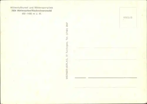 Hinterzarten Hoehenluftkurort Hochschwarzwald / Hinterzarten /Breisgau-Hochschwarzwald LKR