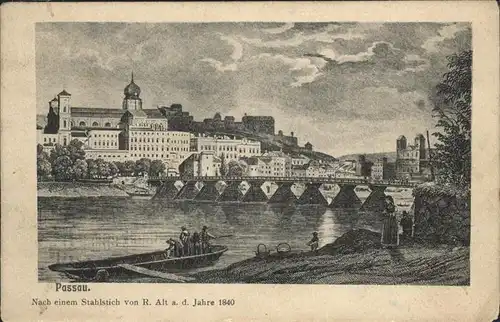 Passau Stahlstich R. Alt a. d. Jahre 1840 / Passau /Passau LKR