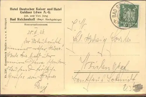 Bad Reichenhall Hotel Deutscher Kaiser Goldener Loewe Konversationsraum / Bad Reichenhall /Berchtesgadener Land LKR