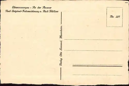 Oberammergau An der Ammer Federzeichnung Rudi Trluellers / Oberammergau /Garmisch-Partenkirchen LKR