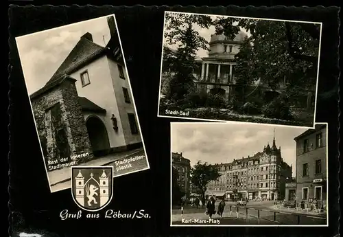 Loebau Sachsen Stadtmauer Stadtpfeifer Stadt-Bad Karl-Marx-Platz / Loebau /