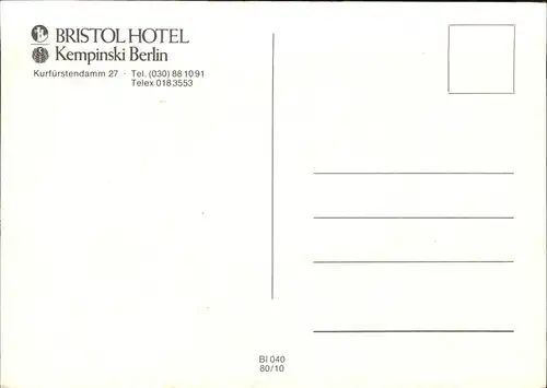 Berlin Bristol Hotel 
Kempinski / Berlin /Berlin Stadtkreis