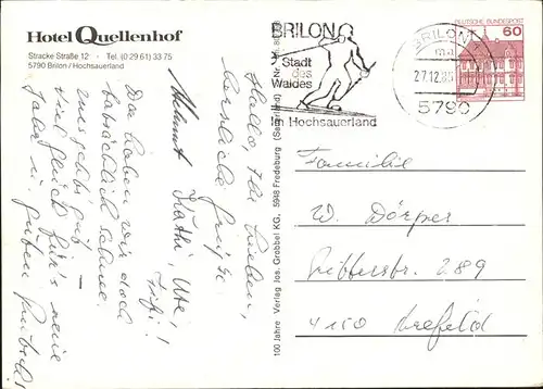 Brilon Hotel Quellenhof / Brilon /Hochsauerlandkreis LKR