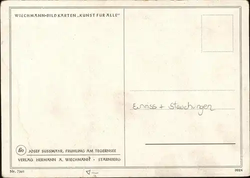 Starnberg Tegernsee
Wiechmann-Kuenstlerkarte Nr. 7361 / Starnberg /Starnberg LKR
