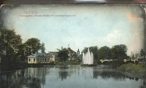 Leipzig Palmengarten Weiher Leuchtspringbrunnen / Leipzig /Leipzig Stadtkreis