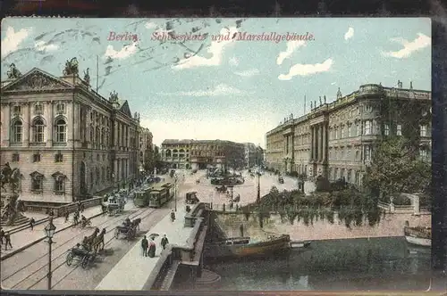 Berlin Schlossplatz Marstallgebaeude Strassenbahn Bruecke Kutsche  / Berlin /Berlin Stadtkreis