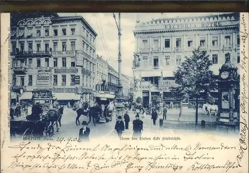 Berlin Linden Ecke Friedrichstrasse Kutsche / Berlin /Berlin Stadtkreis