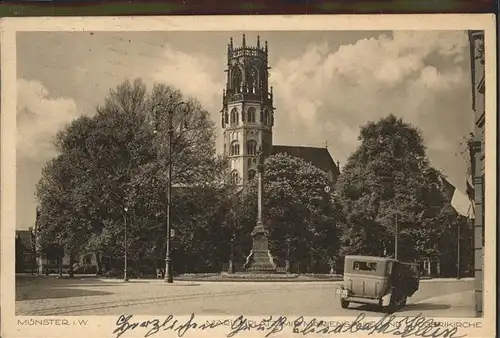 Muenster Westfalen Marienplatz, Ludgerikirche, Mariensaeule / Muenster /Muenster Stadtkreis