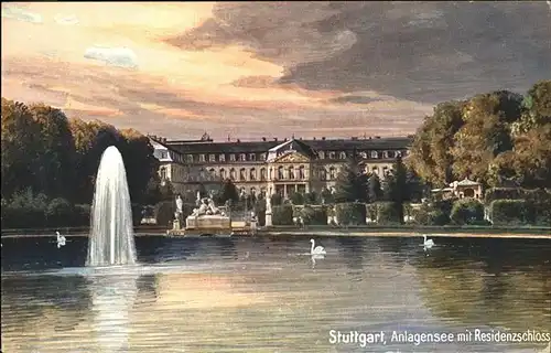 Stuttgart Anlagensee Residenzschloss Schwan / Stuttgart /Stuttgart Stadtkreis