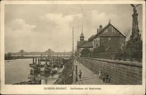 Duisburg Ruhr Schifferboerse Rheinbruecke Schiff / Duisburg /Duisburg Stadtkreis