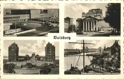 Duisburg Ruhr Schifferboerse Kaiser Wilhelm Denkmal Stadttheater Rheinbruecke Bahnhof Strassenbahn  / Duisburg /Duisburg Stadtkreis