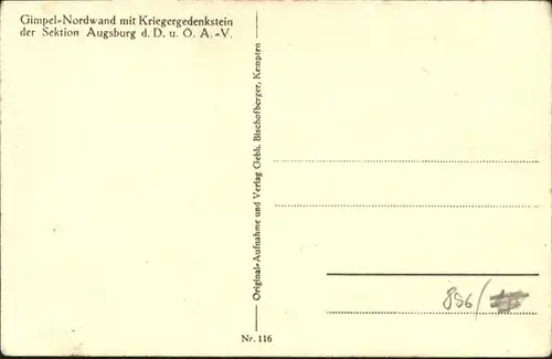 Fuessen Gimpel-Nordwand Kriegergedenkstein / Fuessen /Ostallgaeu LKR