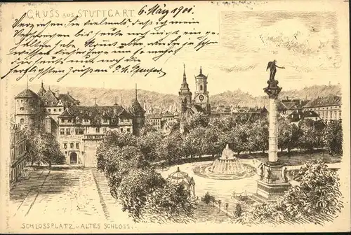 Stuttgart Schlossplatz Schloss Brunnen / Stuttgart /Stuttgart Stadtkreis