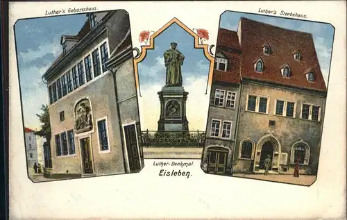 Eisleben Luther-Denkmal Luthers Sterbehaus Luthers Geburtshaus / Eisleben /Mansfeld-Suedharz LKR
