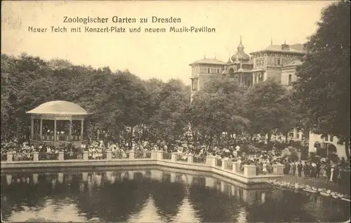 Dresden Zoologischer Garten Teich Konzertplatz Musikpavillon / Dresden Elbe /Dresden Stadtkreis