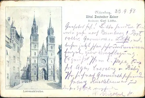 Nuernberg Hotel Deutscher Kaiser Lorenzkirche / Nuernberg /Nuernberg Stadtkreis