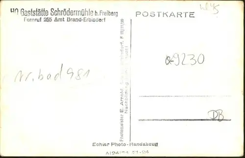 Freiberg Sachsen Gaststaette Schroedermuehle  / Freiberg /Mittelsachsen LKR