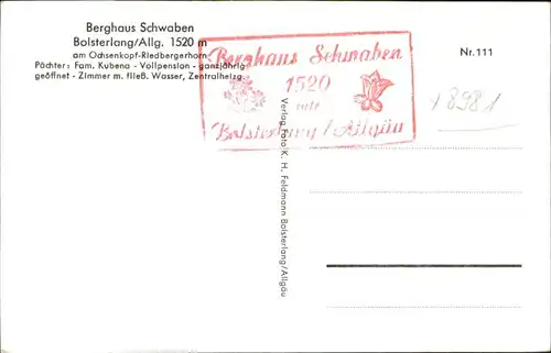 Oberstdorf Berghaus Schwaben
Bolsterlang / Oberstdorf /Oberallgaeu LKR