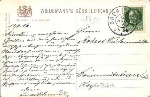 Oberstdorf Spielmannsau
Wiedemanns Kuenstlerkarte / Oberstdorf /Oberallgaeu LKR