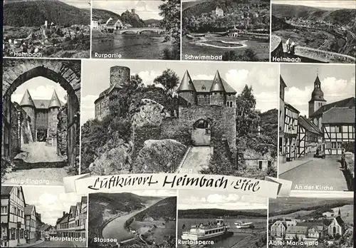 Heimbach Eifel Schwimmbad Kirche  Burg Hauptstrasse Stausee Rurtalsperre Schiff Abtei Mariawald  / Heimbach /Dueren LKR