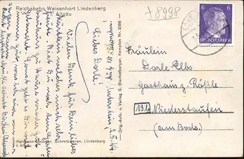 Lindenberg Allgaeu Reichsbahn Waisenhort / Lindenberg i.Allgaeu /Lindau LKR