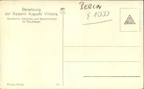 Berlin Beisetzung der Kaiserin Auguste Viktoria / Berlin /Berlin Stadtkreis