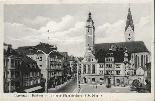 Ingolstadt Donau Rathaus, untere Pfarrkirche, St. Moritz / Ingolstadt /Ingolstadt Stadtkreis