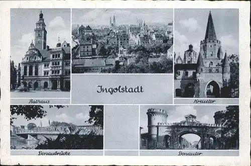 Ingolstadt Donau Rathaus, Kreuztor, Donaubruecke, Donaubruecke / Ingolstadt /Ingolstadt Stadtkreis