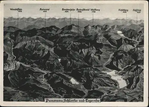 Schliersee Bergpanoramakarte
Tegernsee / Schliersee /Miesbach LKR