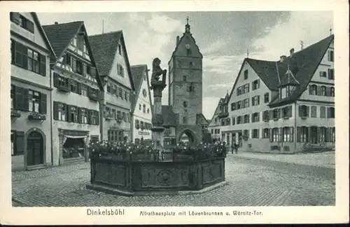 Dinkelsbuehl Altrathausplatz Loewenbrunnen Woernitztor / Dinkelsbuehl /Ansbach LKR